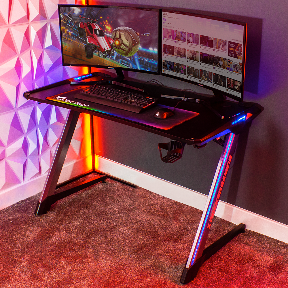 X Rocker Lynx Modern LED Gaming Desk, 47.24