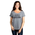 thumbnail image 2 of You're A Total Champ Women's Fashion Slouchy Dolman T-Shirt Tee Heather Grey Small, 2 of 4