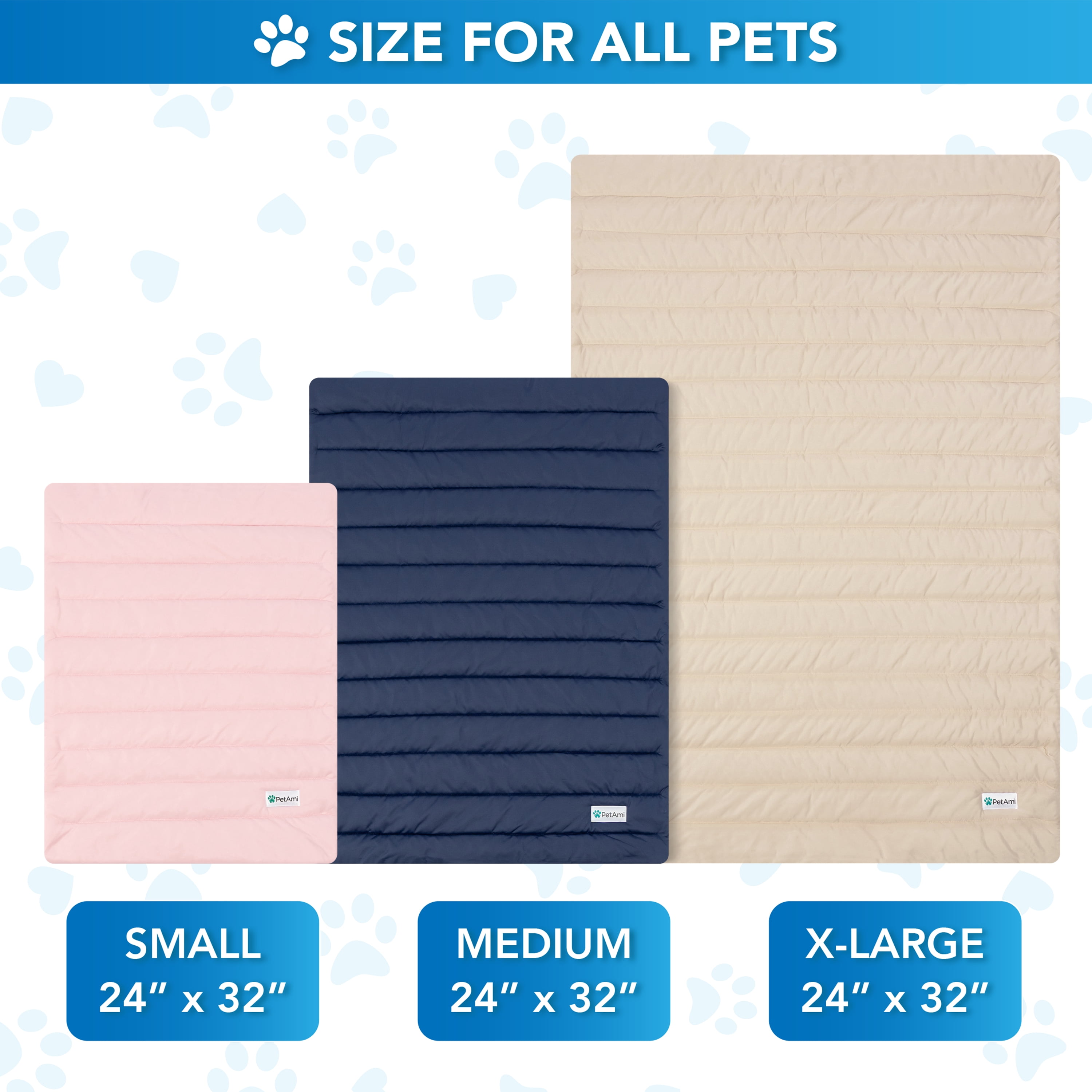 PetAmi Dog Cooling Mat, Q-Max Pet Cooling Blanket with Thick Cushioning, Self Cooling Pad for Dogs & Cats,  Reversible Summer Mat for Crate, Couch, Kennel, Gray/Light Grey, Medium (29x40)