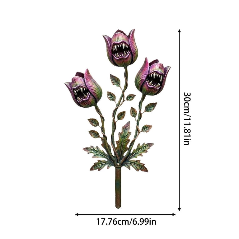 Eqslft Whimsical Metal Carnivorous Garden Stake, 12-inch Venus