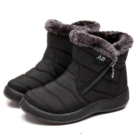 

Winter Lightweight Thick Fur Ankle Waterproof 11cm Heel Boots For Women