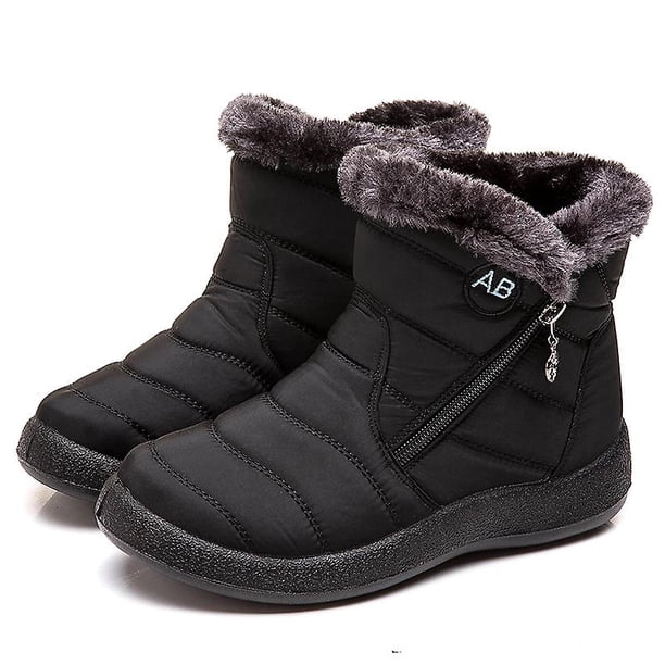 Winter Lightweight Thick Fur Ankle Waterproof 11cm Heel Boots For Women