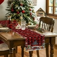 thumbnail image 4 of Christmas Tree Gnome Cat Squirrel Table Runner 18x72in Non-Slip Cotton Linen Table Runners, Red Plaid Lattice Dresser Scarves TableRunner for Dinner Kitchen Dining Wedding Party, 4 of 9