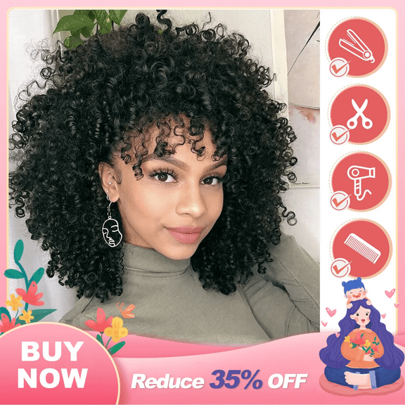 SUCS Curly Wigs for Black Women Synthetic Curly Wigs Natural Human Hair Wigs