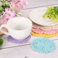 thumbnail image 5 of Uxcell 4Pcs Crochet Doilies 3.94" Cotton Woven Fabric Coasters, Round Handmade Coasters with Floral Yellow, 5 of 5