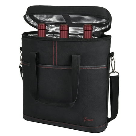 Kato Insulated 3 Bottle Wine Carrier Tote Cooler Bag for Travel Picnic Padded Champagne Glass Carrying Case, Unique Mothers Day Gifts