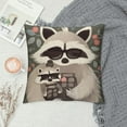 thumbnail image 2 of COMIO  Raccoon Fathers Day Throw Pillow Covers Pillow Cases Square Decorative Pillow Covers Soft Cushion Covers for Couch Sofa Bed Home Farmhouse Living Room Decoration Pillowcases, 2 of 5
