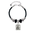 thumbnail image 2 of Delight Jewelry Silvertone Pebble Border Initial - & Grandmother Celtic Knot Leather Bead Bracelet, 7"+2" Extender, 2 of 4