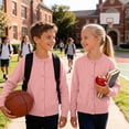 thumbnail image 5 of FAIWAD Girls School Uniform Knit Cardigan Kids Unisex Classic Solid Color Long Sleeve Button Down Sweater Cardigan, 5 of 9