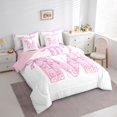 thumbnail image 3 of Erosebridal Dressert Print M Bedding Sets Twin Size,Princess Sweets Intial M Comforter Sets with Sheets,Watercolor Bowknot Candy For Teenagers, Lightweight Bedroom Decorative Reversible,7-Piece, 3 of 6
