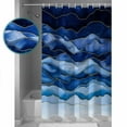 thumbnail image 4 of Navy Blue Ombre Waterproof Fabric Shower Curtain, Modern Moire Abstract Art Luxury Shower Curtain for Bathroom Curtains Bathtubs Hotel Washable Shower Curtains with 12 Hooks Small 36x78in, 4 of 6