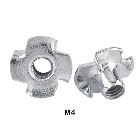 LAFGUR Nuts For Wood CNC Router Four Claws Pronged Nut Zinc Plated Carbon Steel T Nut Furniture T Nut For Carpentry