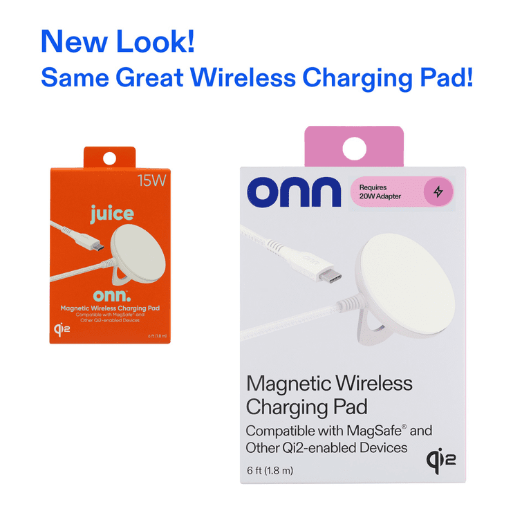 onn 15W Magnetic Wireless Charging Pad, White photo 3