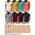 thumbnail image 4 of Gomelly Men T Shirts Lapel Neck Polo Shirt Slim Fit Summer Tops Mens Casual Work Tee Button T-shirt Khaki 3XL, 4 of 4