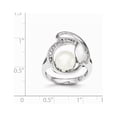 thumbnail image 3 of White Sterling Silver Ring Band Pearl Cubic Zirconia CZ Clear Freshwater, 3 of 3
