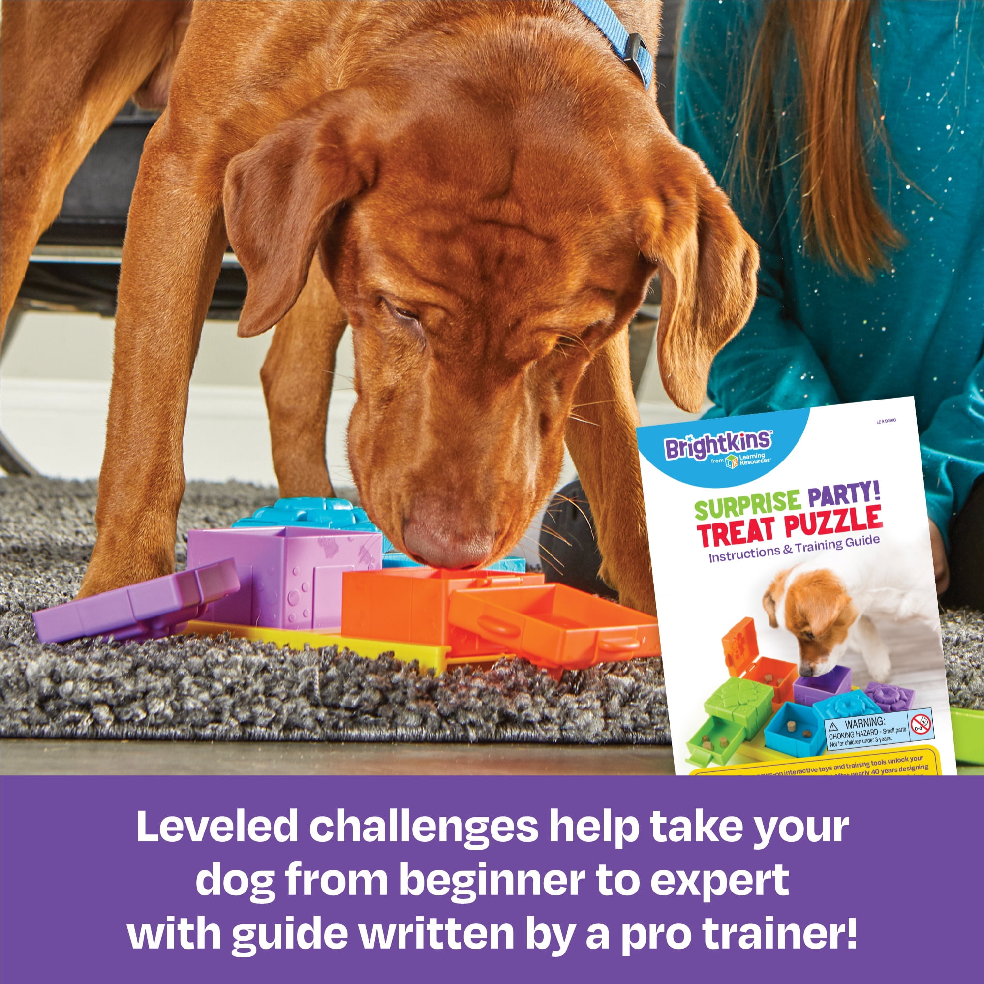 Brightkins Surprise Party Treat Puzzle Dog Toy, Interactive Jigsaw with Dispenser for Enrichment Training