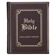 KJV Holy Bible, Classically Illustrated Heirloom Family Bible, Faux Leather Hardcover - Ribbon Markers, King James Version, Dark Brown/Gold