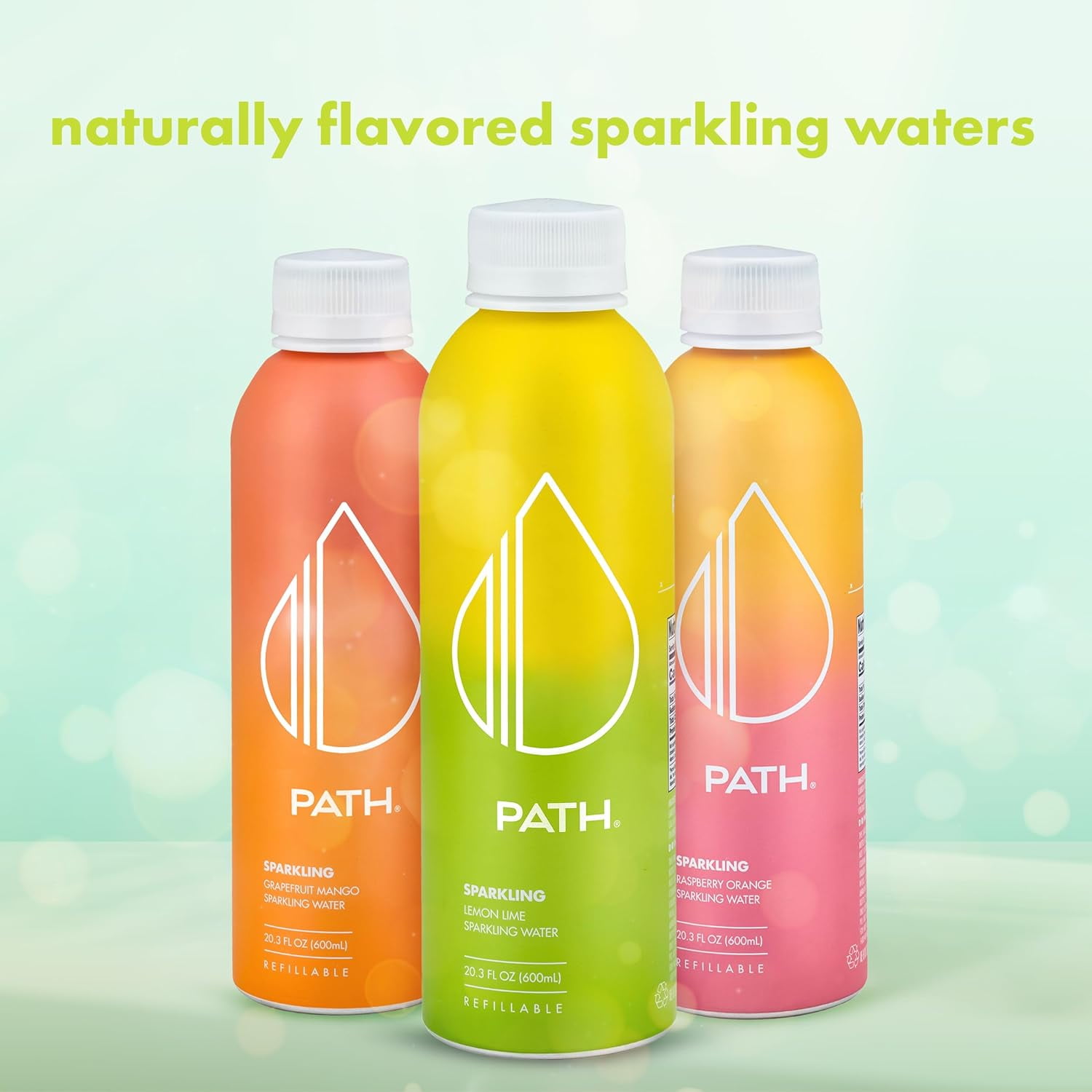 PATH Water Ultra-Purified Sparkling Lemon Lime Flavored Water, 20 fl oz, 4 pack Aluminum Bottles