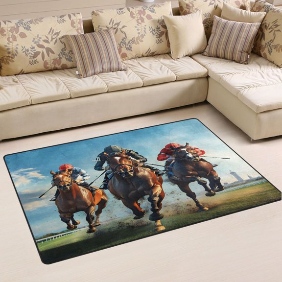 Ryvnso Horse Racing Area Floor Mat Non-Slip Carpet Soft Rugs Doormats 31" x 20"