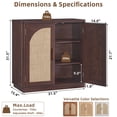 thumbnail image 2 of 2Pcs Leyaoyao Rattan Sideboard Buffet Cabinet with Storage, Boho Farmhouse TV Console & Coffee Bar Accent Cabinet for Living Room, Dining Room,Walnut, 2 of 9