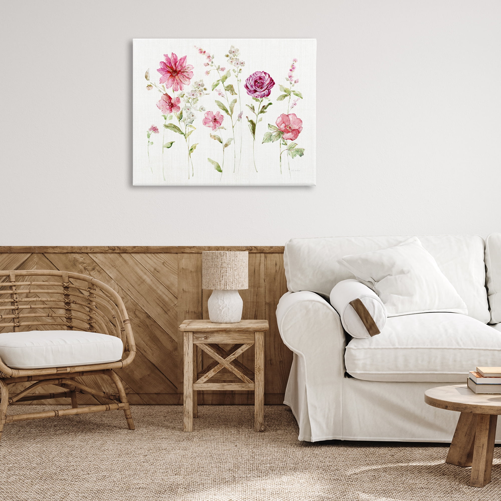 Stupell Industries Blooming Rose Sprigs Plants & Flowers Painting Wrapped Canvas Art Print Wall Art, 40 x 30