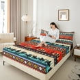 thumbnail image 4 of Castle Fairy Female Men Women Western Cowboy Twin Sheet Sets 3pcs,Tribal Aztec Twin Fitted Sheet Microfiber,Lodge Cabin Breathable Flat Sheet,Luxury Bedroom Decor, 4 of 7