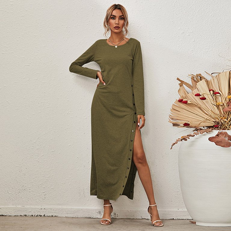 green ruched button dress Final Sale Plus Size Satin Collar Button Up Dress with Attached Belt and  Ruched Bottom in Hunter Green main image 0