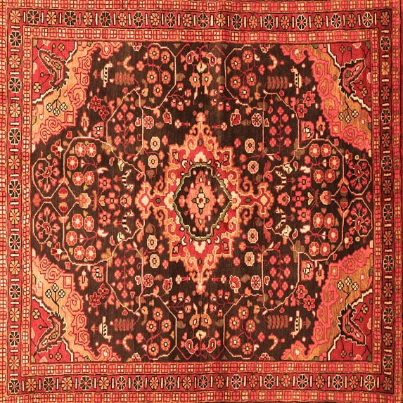 Ahgly Company Indoor Square Persian Orange Traditional Area Rugs, 3' Square