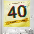 thumbnail image 1 of 40th Birthday Tapestry, Vintage Style Graphic Banner Party Invitation Theme Optical Striped Design, Fabric Wall Hanging Decor for Bedroom Living Room Dorm, 5 Sizes, Multicolor, by Ambesonne, 1 of 1