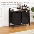 thumbnail image 3 of Laundry hamper con estante-pull-out y removable oxford fabric laundry bags 2 baskets (2 x 11.5 gal) para laundry room bathroom dormitorio o dorm, 3 of 9