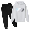 thumbnail image 1 of Trapstar Ensembles de Chandails à Capuchon pour Enfants, Chandails Graphiques à Manches Longues pour Garçons et Filles, Coupe Ample, Chandails Trapstar Style Rue à Enfiler + Pantalons de Survêtement, Ensemble pour Enfants de 2 Pcs, Ensembles de Chandails Classiques (Blanc, 140), 1 of 2