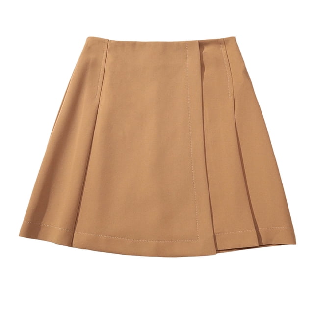Falda Corta de Verano de la Moda Casual de las Mujeres de Cintura Baja A-Línea Asimétrica Falda Plisada