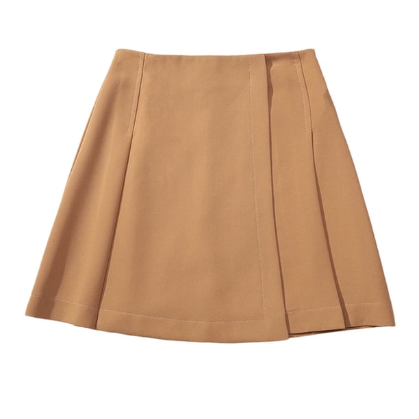 Falda Corta de Verano de la Moda Casual de las Mujeres de Cintura Baja A-Línea Asimétrica Falda Plisada