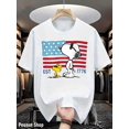 thumbnail image 2 of Flag Independence Day Cartoon Snoopy T-Shirt, 100% Cotton Crew Neck, Casual Patriotic Short Sleeve Tee, Perfect For 4th Of July & Daily Casual Style, 2 of 8