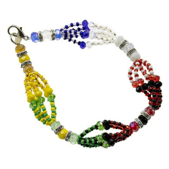 Pulsera 7 Potencias Orishas Santeria 6 Hilos Cristal Cortado
