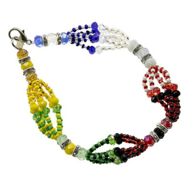 Pulsera 7 Potencias Orishas Santeria 6 Hilos Cristal Cortado