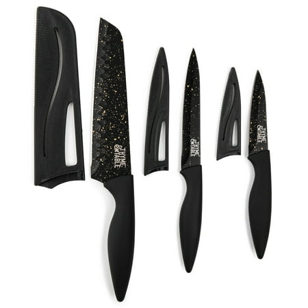 Thyme & Table Non-Stick Coated High Carbon Stainless Steel Speckled Kitchen Knives, 3 Piece Set