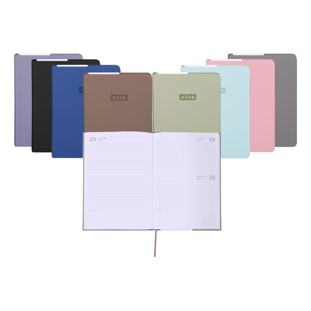 Agenda Diaria Koovi 2026 con 160 Hojas A5, Pasta Dura, Secciones de Notas, Directorio y Vista Anual - Compacta y Elegante, Ideal para la Organización y Planificación Diaria (Verde Pastel)