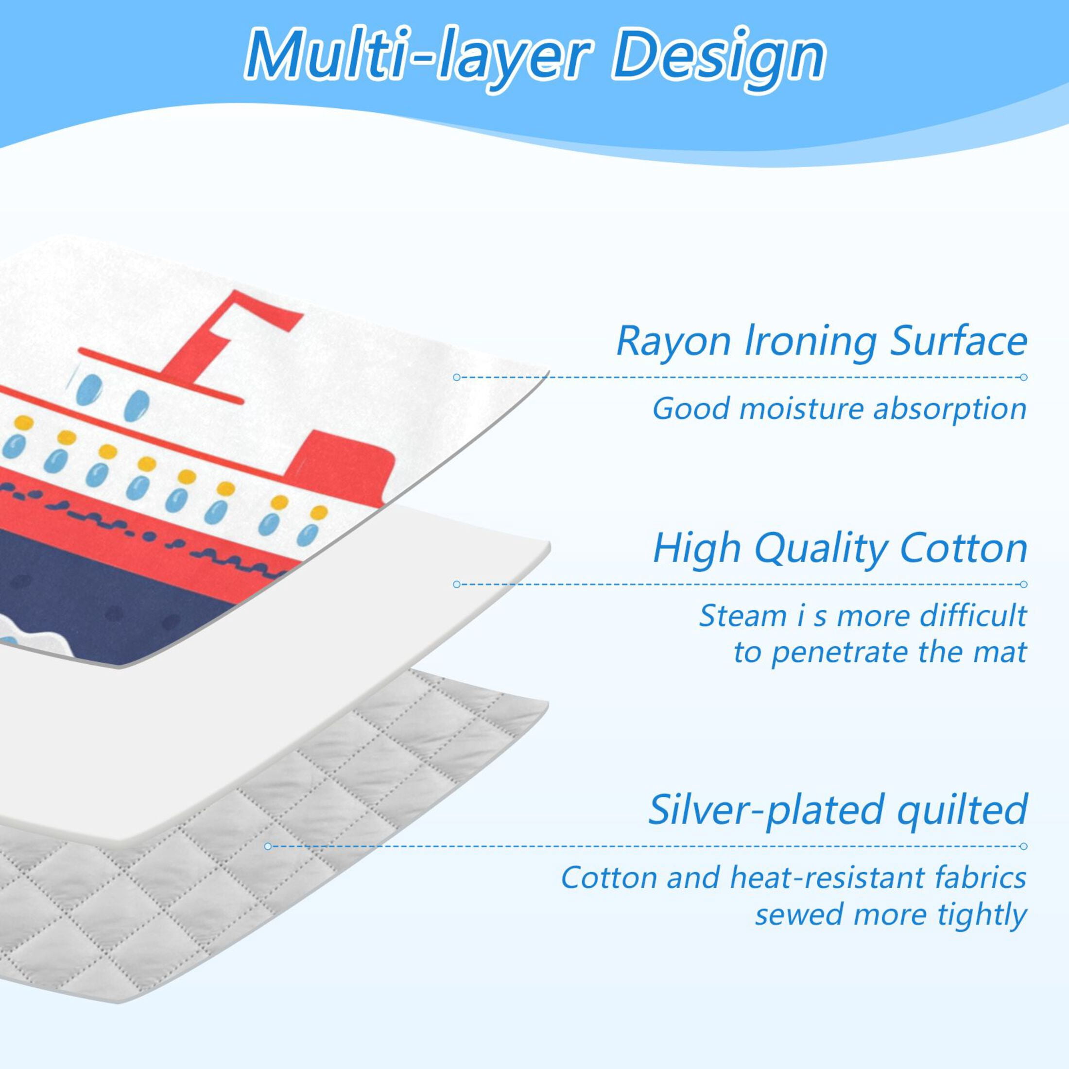 Ships Clouds Sun Cartoon Ironing Mat Blanket Portable Travel Ironing Pad Heat Resistant Pad 47.2" x 27.6”