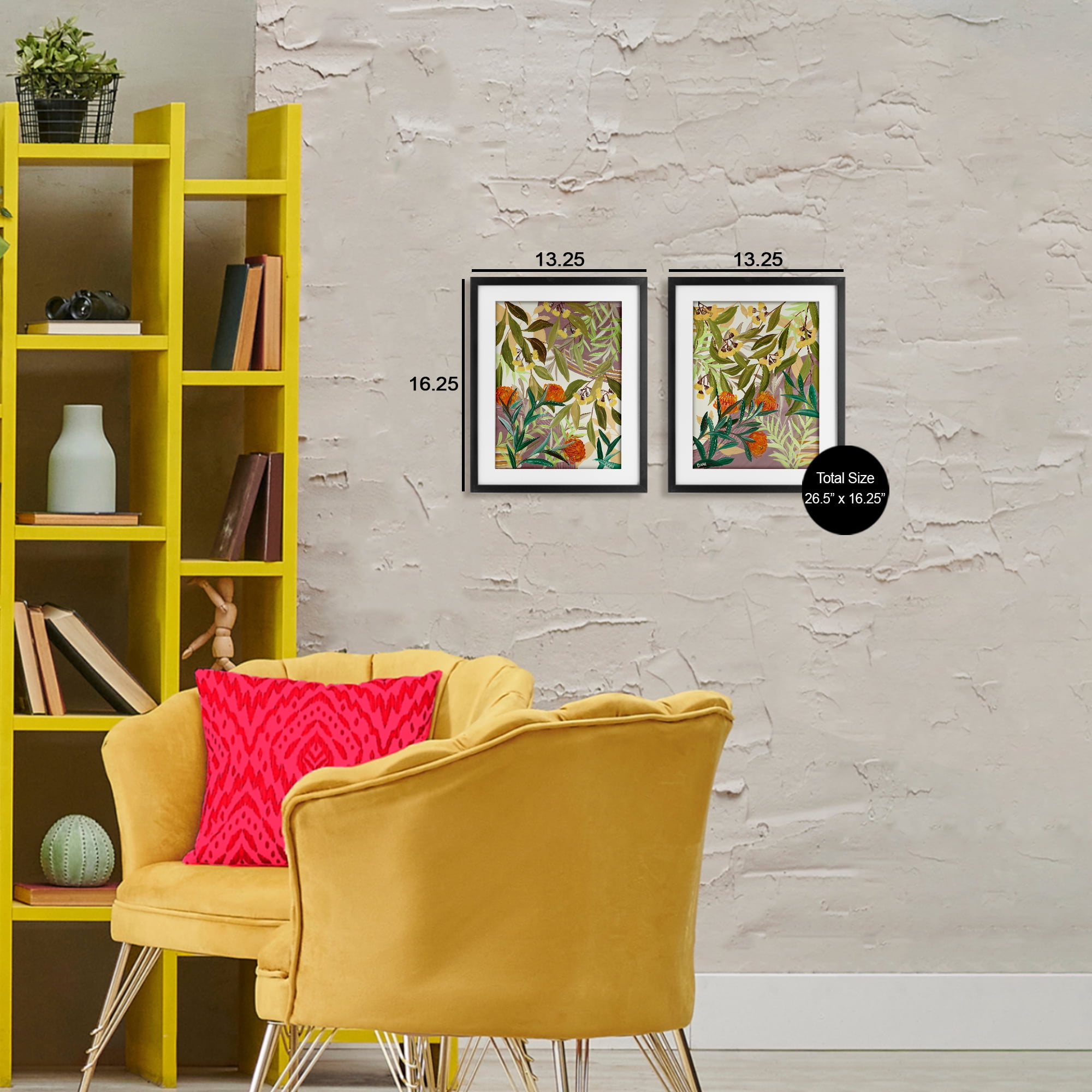 Stupell Industries Walk With Me Botanicals 2 Piece Black Framed Print Under Glass Set, design by Dani Heyward