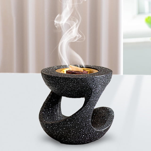 Resin Incienso quemador de incienso titular de incienso de la mesa regalo de cumpleaños adornos para el hogar para la sala de estar spa de Negro