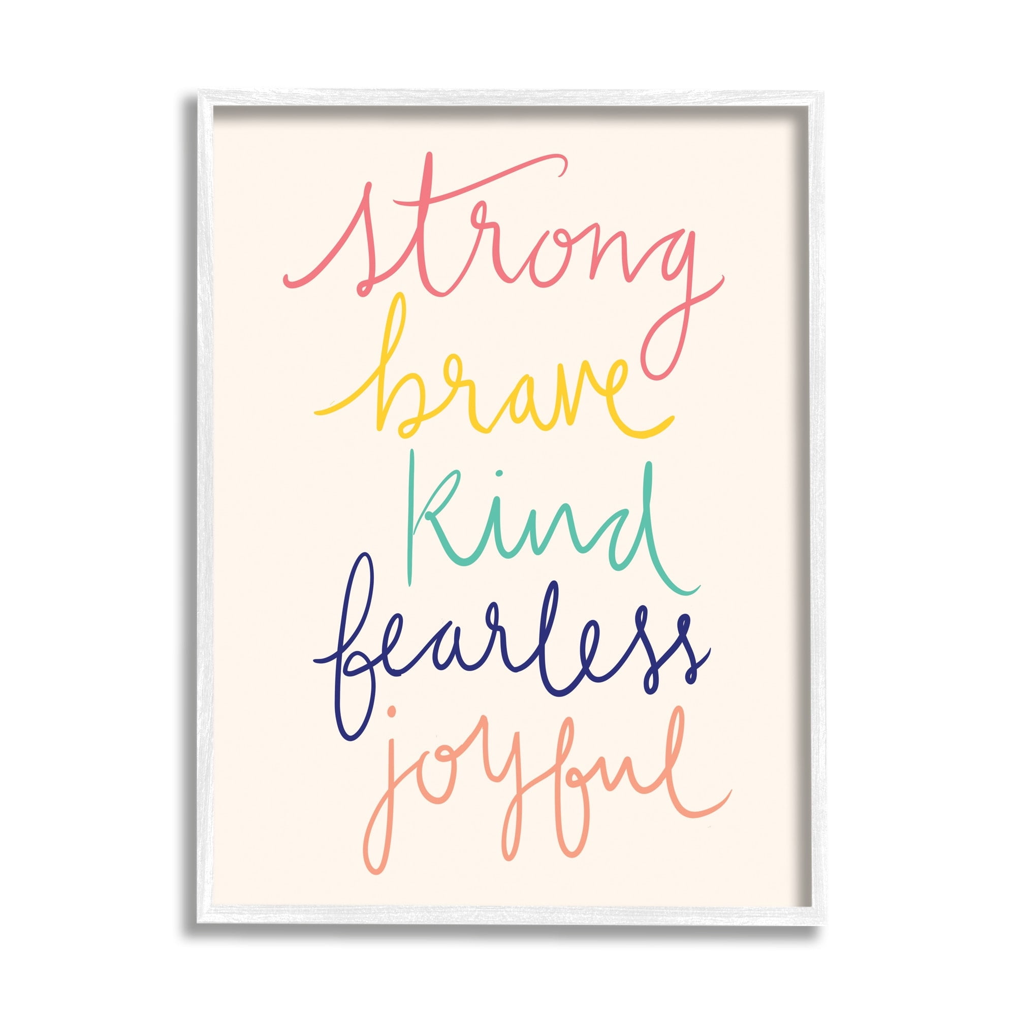 Stupell Industries Fearless Motivational Words Phrase Rainbow Calligraphy List Graphic Art White Framed Art Print Wall Art, Design by Heather McLaughlin