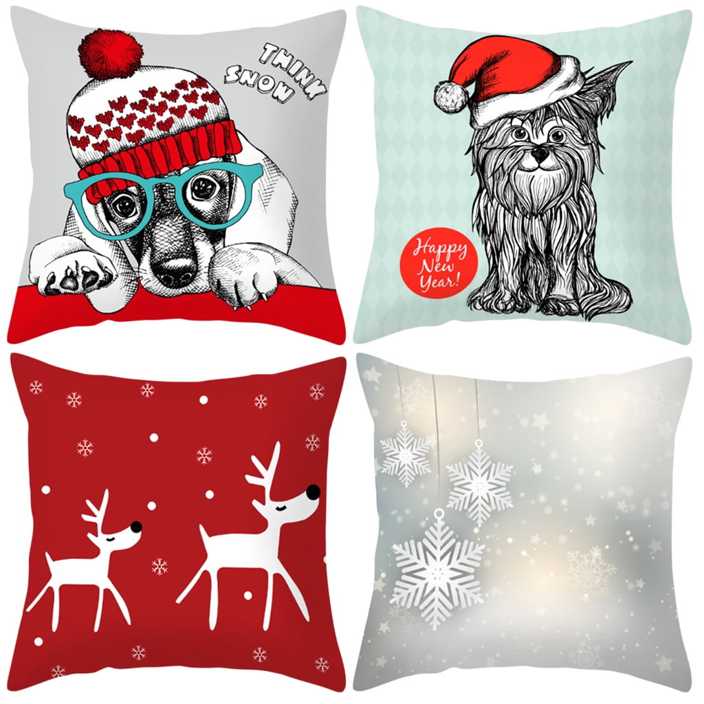 Schnauzers Dog Christmas scenic background Throw Pillow 14x14 