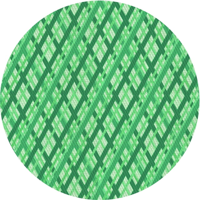 Ahgly Company Tapis de Zone Rond d'Intérieur Lavable à la Machine, Style Transitionnel, Vert Lime Menthe, 6 Pieds Rond
