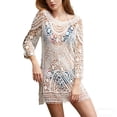 thumbnail image 2 of qelini White Cover up for Women Lace Trim Beach Dress Hollow Out Bathing Suit Coverups Summer Vacation Tunic, 2 of 6