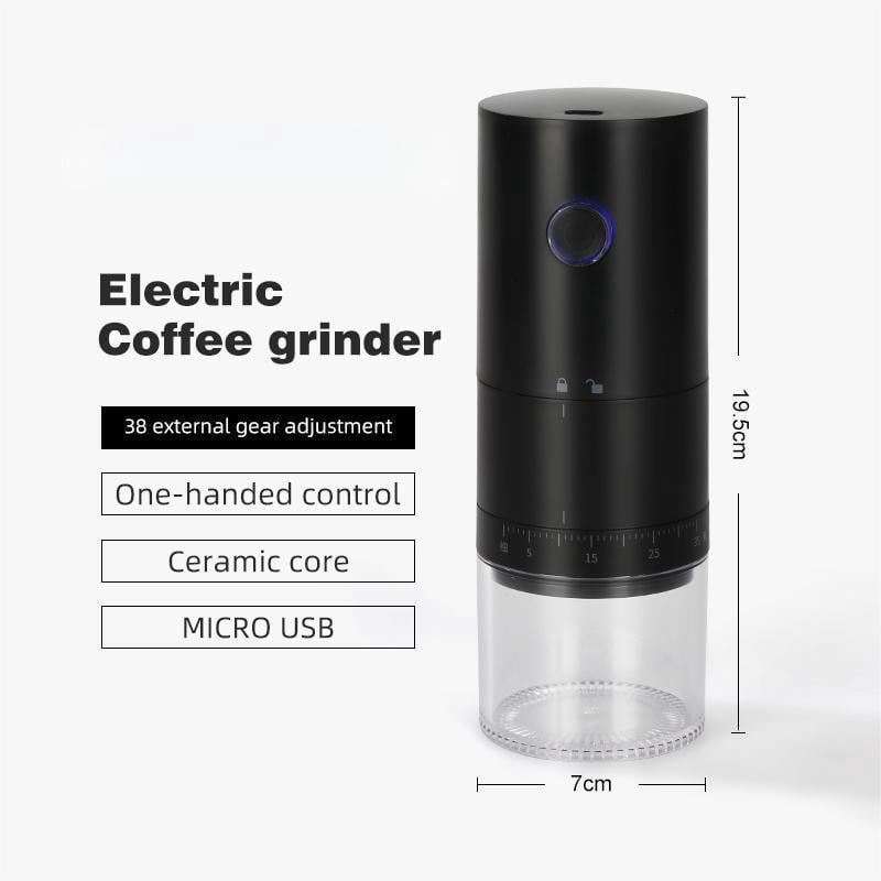 Portable Electric Coffee Grinder with 38 Adjustable Settings, USB Rechargeable Burr Mill with 1500mAh Battery, 304 Stainless Steel 25g Capacity Bean Grinder for Travel, Office and Camping