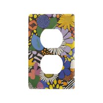 Yayeee Duplex Wall Plate 1-Gang 4.5"x2.7" Home Receptacle Light Switch Decorative Outlet Cover, Blue Floral