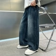 thumbnail image 2 of lnmuld Jeans for Boys Casual Denim Trousers Loose Straight Wide Leg Comfort Durable Everyday Wear for Big Kids Teenagers Size:9-10 Years, 2 of 4