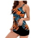 thumbnail image 4 of Tankini de moda para mujer, color sólido con cojín en el pecho y sin soporte de acero, traje de baño holgado con cordón dividido, traje de baño de dos piezas para mujer, trajes de baño tankini para mu, 4 of 7
