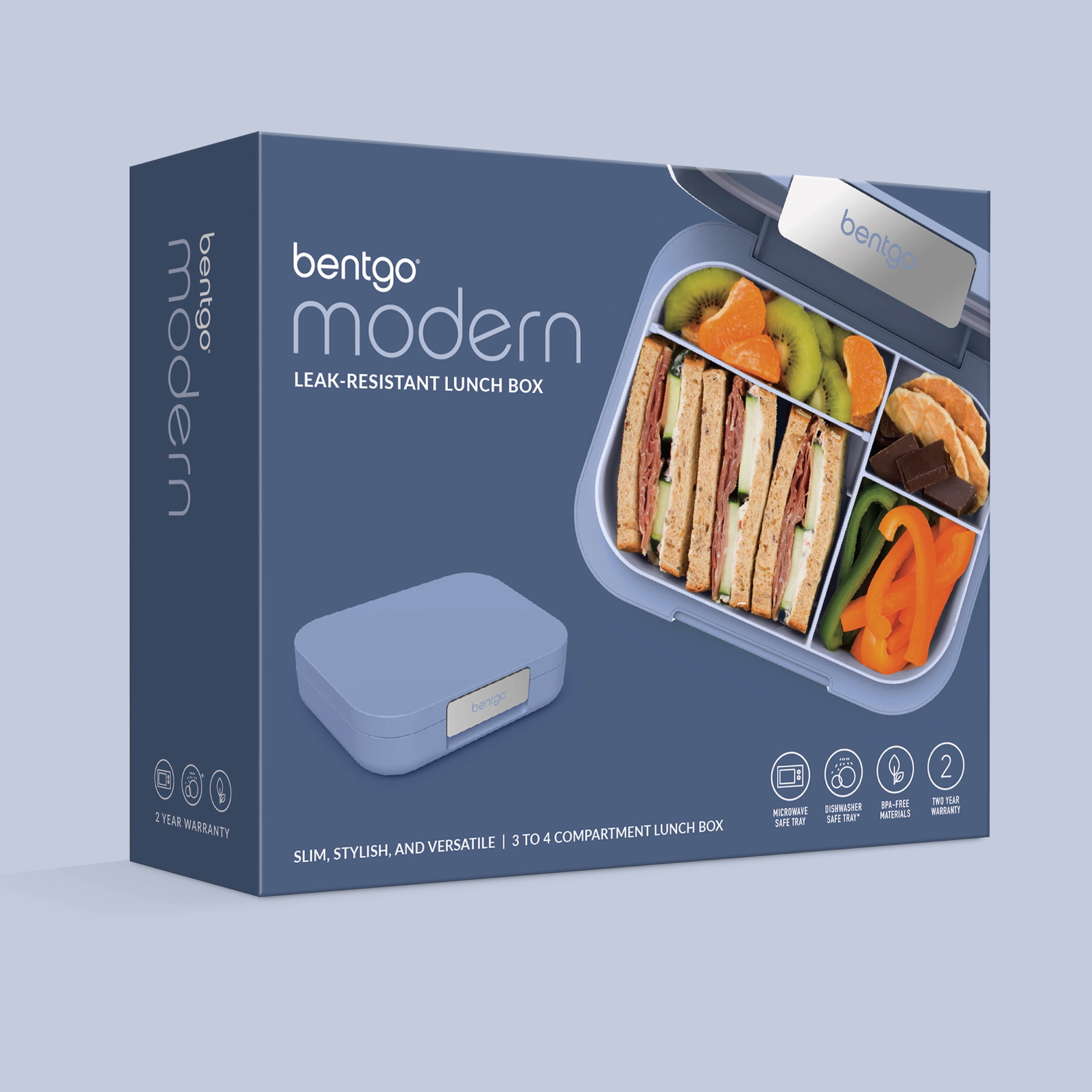 Bentgo® Modern Bento-Style Lunch Box for Adults, Teens, and Larger Appetites; BPA-Free , Leak-Resistant, Dishwasher/Microwave Safe - Dusk Blue